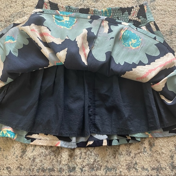 Free People | Floral Mini Skirt Lined Women’s Size Medium M Blue Teal Tropical - Picture 5 of 8